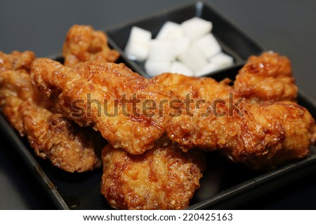 korean fried chicken in a plate