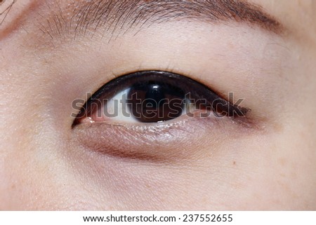 close up of brown asian woman eye