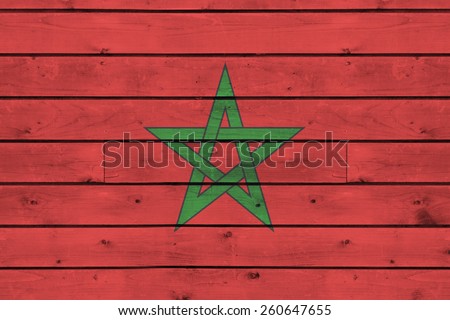 morocco flag on old wood texture background