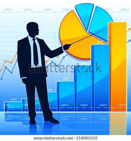 Businessman shows the growing chart (raster version)