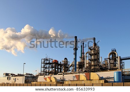 Chemical factory exhaust in Europoort, Rotterdam, Holland