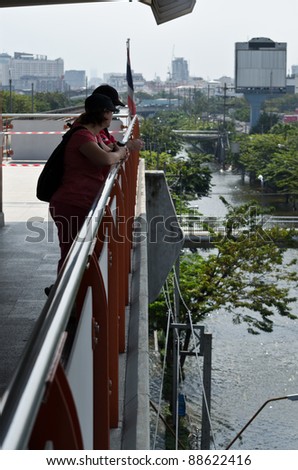 BANGKOK - NOV 10: Flooded view of the city. Floods will have some effect on tourism, but recovery will be quick - perhaps as short as a month, said Martin J. Craigs, CEO of the PATA. Bangkok flooding, 10 November 2011