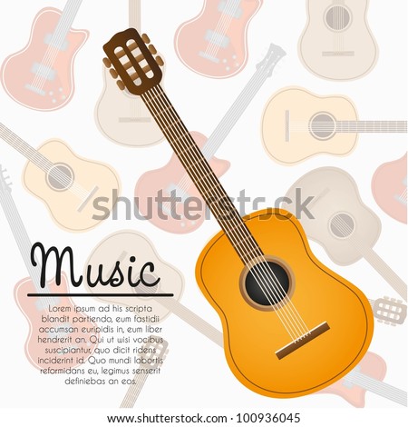 acoustic guitar with space for text on background guitar pattern