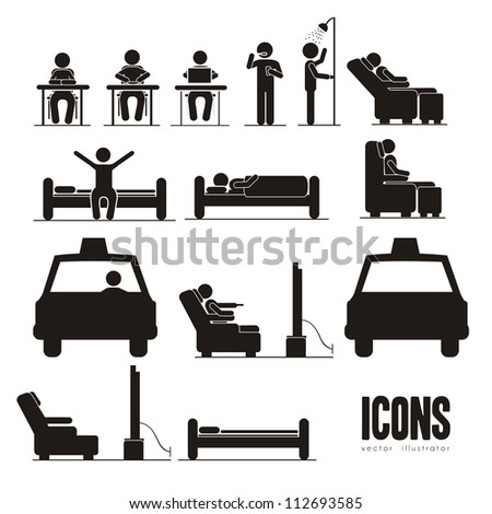 Illustration of silhouettes of humans in everyday activities vector illustration Illustration of silhouettes of humans in everyday activities vector illustration