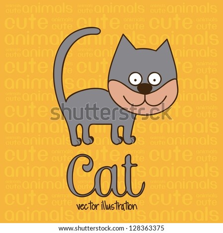 Illustration of Cute Animals. Cat illustration. vector illustration