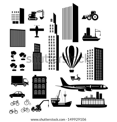 transport and city icons over white background vector illustration transport and city icons over white background vector illustration