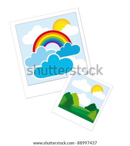 photos with landscape isolated over white background. vector