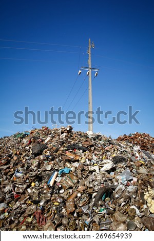 Almada, Portugal 2014: Pile of waste and trash for recycling or safe disposal,