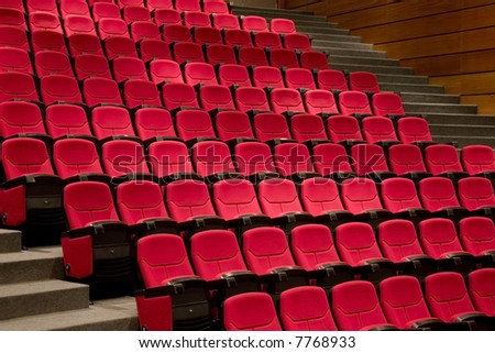 Empty theatre theater auditorium cinema or conference hall.