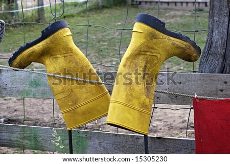 Closeup photo of a pair of boot for the farmer