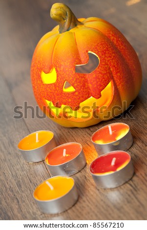 Orange scary pumpkin for Halloween night celebrations