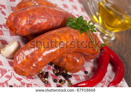 Fresh raw chili sausage typical from south italy