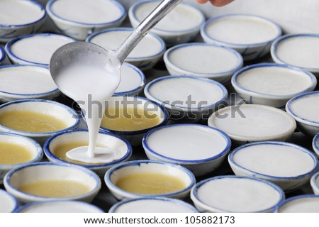 coconut milk custard in small porcelain cup