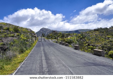 mountain scape panorama with empty road in Gran Canaria, Spain