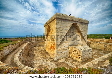 Defense tower of Punta de N'Amer at Sa Coma, Mallorca, Spain