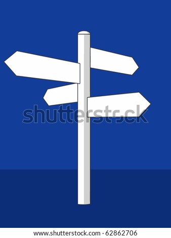 A white vector crossroad sign on a blue background