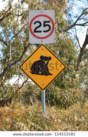 Australian road sign warning to watch for koalas.