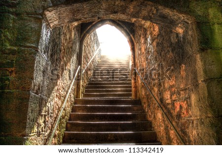 steps leading up into the light