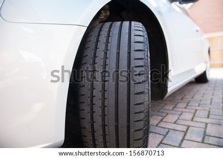 Close up of a black car tyre