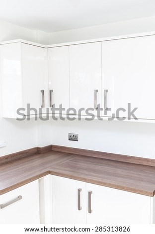 Kitchen interior with wooden worktops shot