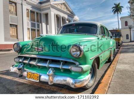 CUBA PIGS BAY-JANUARY 5 Vintage american car at the beach January 5 2013 in Havana.Until a recent law passed in 2011 old cars like this were the only ones that could be bought and sold by people CUBA PIGS BAY-JANUARY 5 Vintage american car at the beach January 5 2013 in Havana.Until a recent law passed in 2011 old cars like this were the only ones that could be bought and sold by people