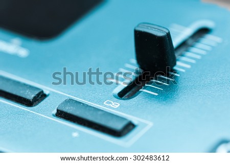 Synthesizer patch panel Close-up button knob on touch panel