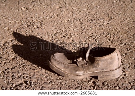 Damaged shoe left in street