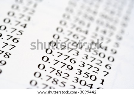 List of decimalised numbers, complex financial records