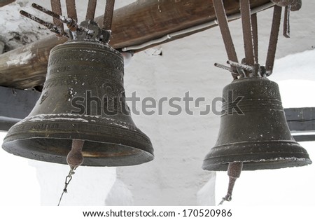 Two bells in the bell tower of an Orthodox church