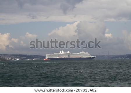 ISTANBUL - JULY 4: Cruise ship goes to sea on July 4, 2014 in Istanbul.