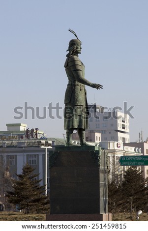 ULAANBAATAR, MONGOLIA - FEBRUARY 3: Monument Marco Polo in Ulan Bator, Mongolia on February 3, 2015 in Ulaanbaatar.