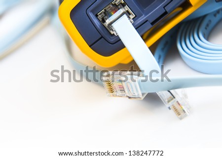 network cable tester for RJ45 connectors  with cable connected