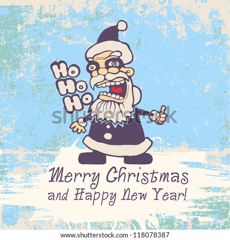  Year Funny Images on Funny Santa And Words Merry Christmas And Happy New Year  Color Vector