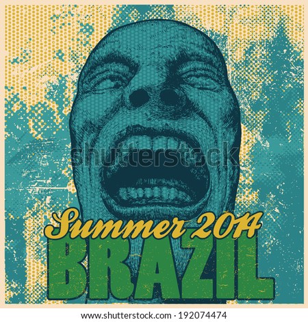 Brazil Summer 2014 Background with screaming fans vector illustration Brazil Summer 2014 Background with screaming fans vector illustration