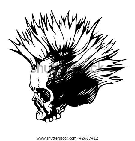 stock vector vector illustration with punk skull