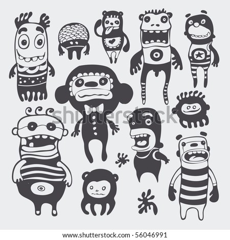 funny characters set vector illustration. funny characters set vector illustration.