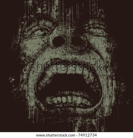screaming head grunge vector background screaming head grunge vector background