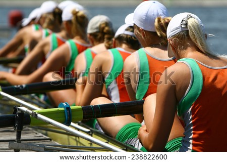 women\'s rowing team. Eight.