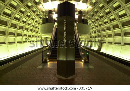 Inside the Metro Subway Station at Federal Triangle, Washington DC.stylized