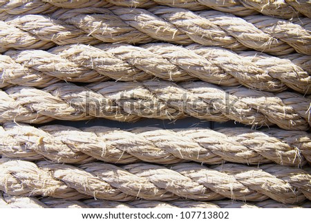 Close up shot of a weathered nautical rope