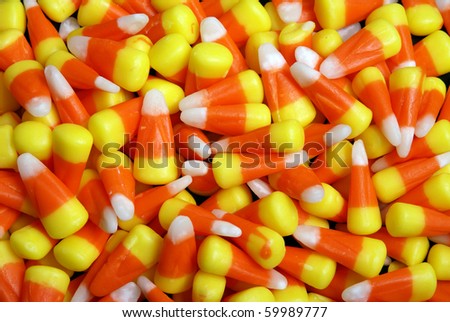 Yellow orange and white candy corn halloween candy