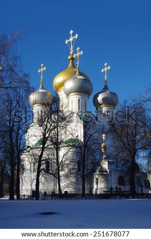 MOSCOW, RUSSIA - February 10, 2015: Novodevichy convent in winter day