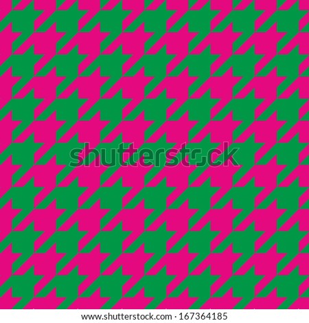 Houndstooth seamless pattern. Traditional Scottish plaid fabric for colorful website background or desktop wallpaper in neon pink and spring fresh green color.
