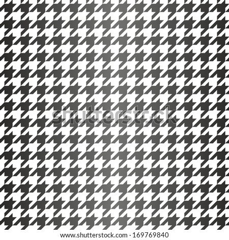 Houndstooth seamless black and white pattern. Traditional Scottish plaid fabric with gradient for website background or desktop wallpaper.