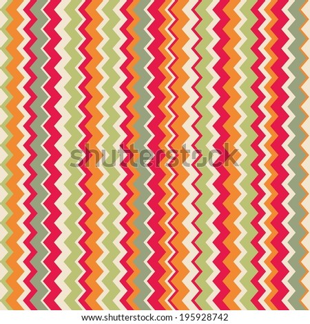 Chevron zig zag tile pattern or seamless background. Thanksgiving green, red, yellow and orange decoration wallpaper