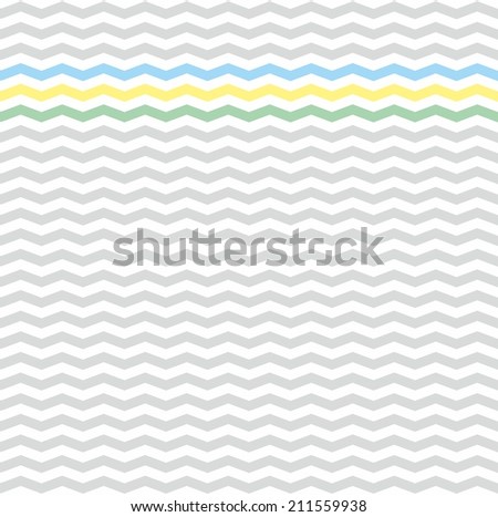 Zig zag grey,white, blue and yellow chevron pattern