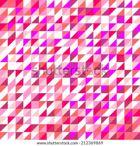 Tile pattern with white, red, orange, pink and violet triangle mosaic background