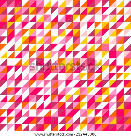 Tile pattern with white, red, yellow, orange, pink and violet triangle mosaic background