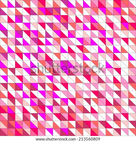 Tile pattern with white, red, orange, pink and violet triangle mosaic background
