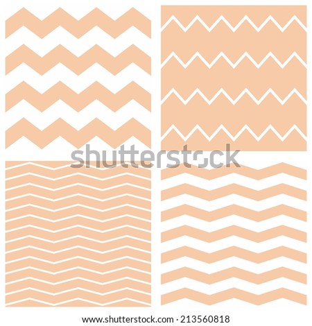 Tile pastel pattern set with white and baby pink zig zag background